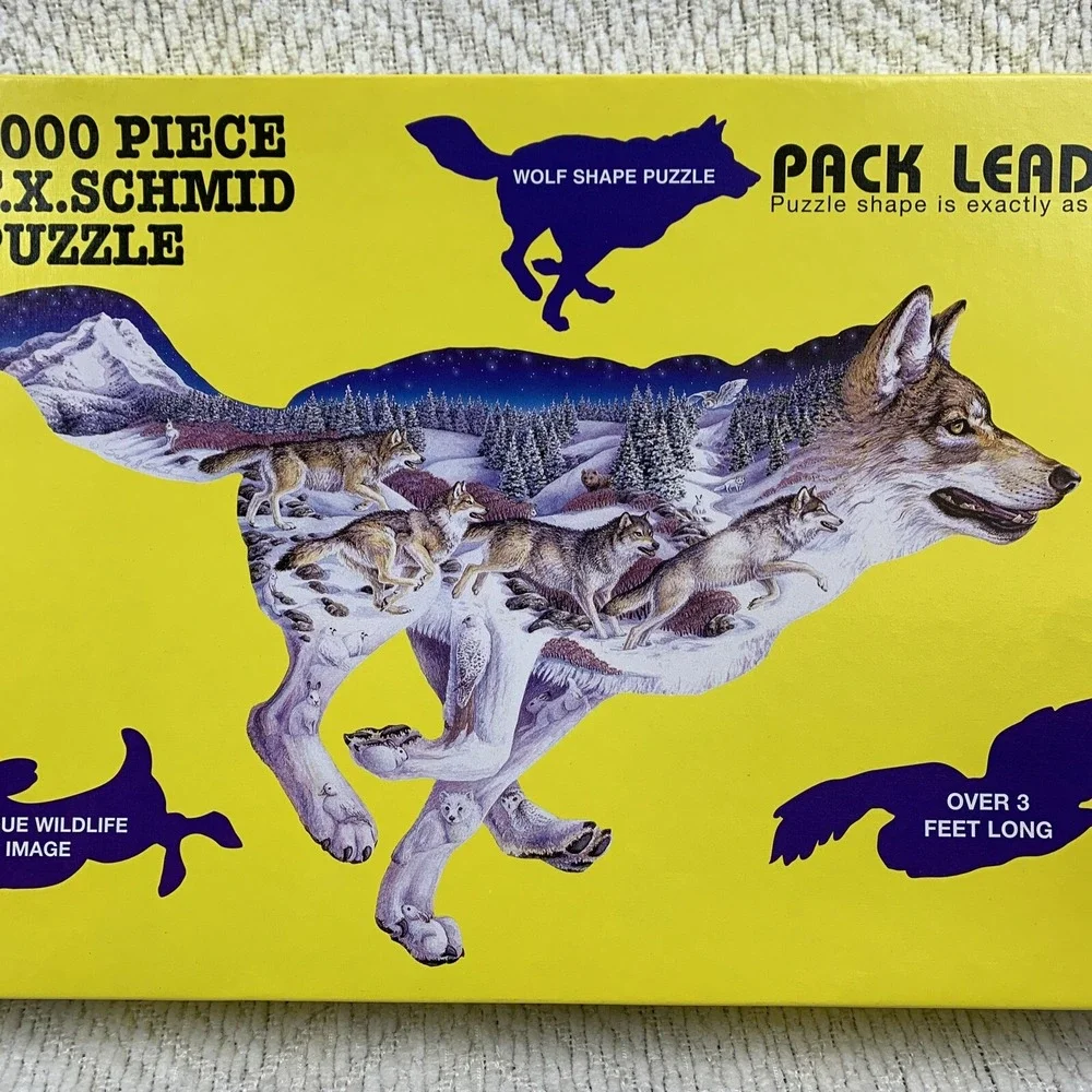 Sealed FX Schmid Pack Leader 1000 Piece Wolf Shape Puzzle 3 Foot Long New Sealed